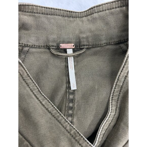 FREE PEOPLE Military Green Ruffle Frayed Hem Jacket Style OB480752 Size Large - Picture 3 of 16